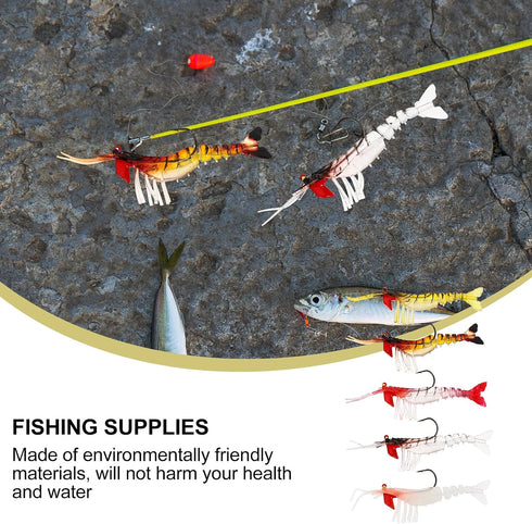 5pcs SUPVOX Soft Luminous Shrimp Lures PVC Artificial Fishing Baits with Multi-Joint Simulation for Freshwater