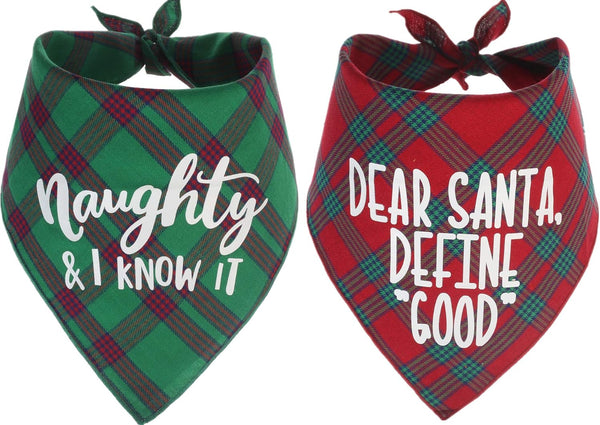 Dog Christmas Bandanas Plaid Reversible Triangle Bibs Scarf Accessories for Dogs and Cats