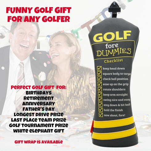 Funny Golf Fore Dummies Checklist Headcovers for Blade Putters, Great Golfer Gifts for Dad, Men, Women