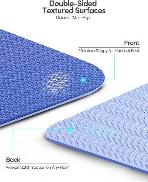 Heathyoga Eco Friendly Non Slip Yoga Mat - Body Alignment System, SGS Certified TPE Material, 72"x 26"