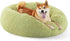 Bedsure Calming Dog Bed for Medium Dogs, Donut Washable Pet Bed, Anti-Slip Round Fluffy Faux Fur, Green, 30 inches.