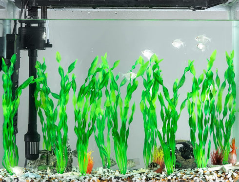 MyLifeUNIT Artificial Seaweed Water Plants for Aquarium - 10 PCS Plastic Fish Tank Plant Decorations (Green)