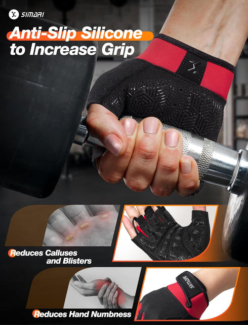 SIMARI Breathable Workout Gloves for Men & Women, Weight Lifting Gloves with Padded, Grip, Full Palm Protection, Gift