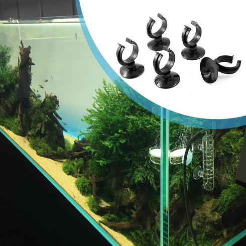 Aquarium Heater Clips - Suction Suckers for Fish Tanks (Black 5pcs)