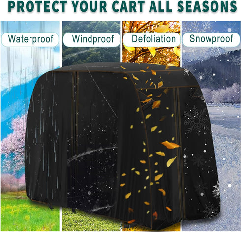 Golf Cart Covers for 4 Passenger+2 Passenger, 420D Heavy Duty Waterproof Windproof for EZGO Club Car Yamaha