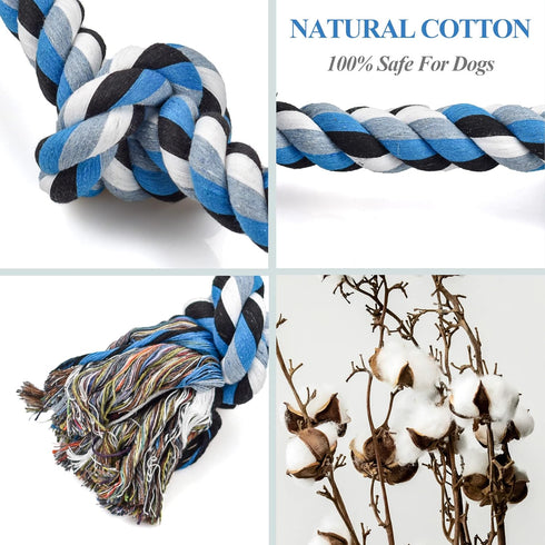 Dog Toys for Aggressive Chewers, Tough Rope Chew Toys for Large Medium Dogs, 3 Feet 5 Knots Cotton Rope