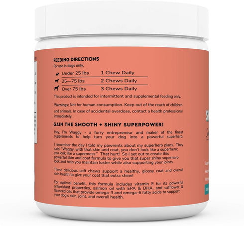 Skin & Coat Supplement for Dogs with Salmon Oil, Omega 3 & 6, 70 Soft Chews for Healthy Skin