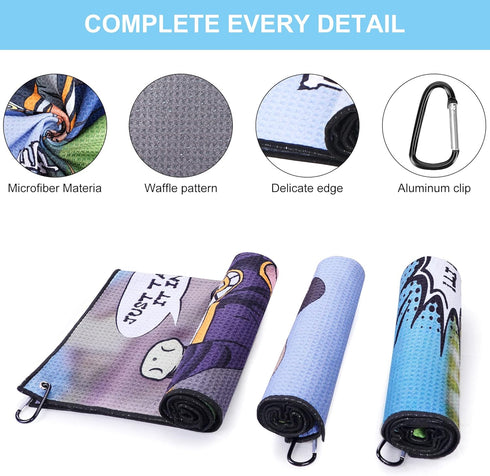 Golf Towel 3 Pcs Funny Golf Club Clean Set for Golf Bags, Funny Gifts for Golf Fans
