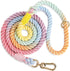 5 FT Handmade Braided Rope Dog Leash for Small, Medium, and Large Dogs, Colorful Macaron