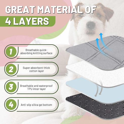 Washable Pee Pads for Dogs, 18'' x 24" Reusable Puppy Pads with Super Absorbent for Pet Training, Housebreaking and Incontinence, 2 Pack Puppy Potty Pads with Waterproof Bottom