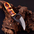 Small Skinning Knife, Fixed Blade Damascus Bone Knife, 3 Inch Blade for Camping Gear