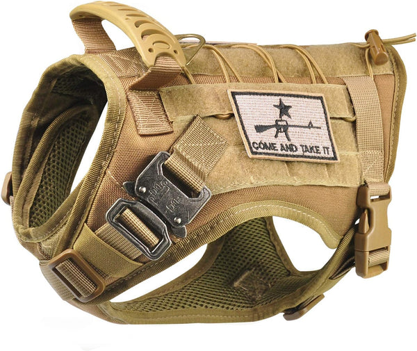 Tactical Service Dog Vest Harness, K9 Military Molle Vest for Outdoor Training, Wear-Resisting with Rubber Handle