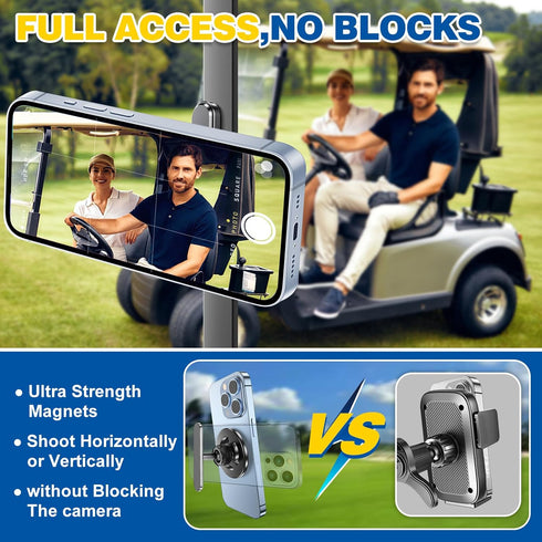 Bainianhhg Magnetic Golf Cart Phone Holder, Alloy Phone Mount, Compatible with MagSafe iPhones Series and All