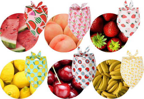 Summer Dog Bandana with Fruit Pattern, 6 Pack Pet Scarf for Small Medium Dogs