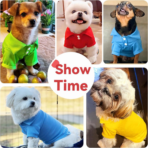 4 Pieces Dog Shirts Collared Polo T-Shirts for Small Medium Dogs, Breathable Doggy Sweatshirt, Pet Outfits