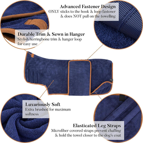 Double Layer Luxurious Dog Robe Towel, Fast Drying Bathrobe, Ultra Soft & Super Absorbent Wearable Dog Towels (XL,