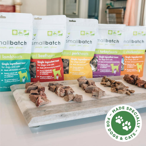 smallbatch Pets Premium Freeze-Dried Beef Heart Treats for Dogs and Cats, 3.5 oz, Made in The USA