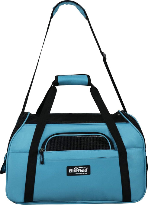 EliteField Soft Sided Pet Carrier (3 Year Warranty, Airline Approved), Medium: 17" L x 9" W x 12" H, Sky Blue
