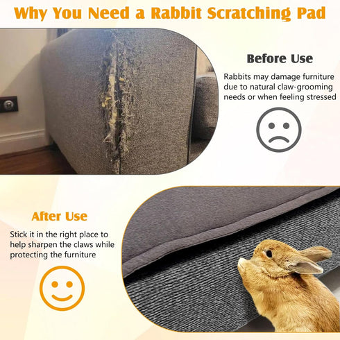 3.28ft kathson Bunny Scratch Pad, Self Adhesive Rabbit Scratching Mat for Couch Furniture and Wall Protector, Cuttable