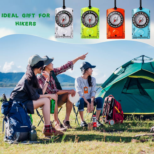 Swakuta 16 Backpacking Pcs Orienteering Compass Acrylic Hiking Compass with Rope for Navigation Map Reading Survival