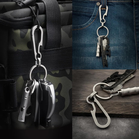 Heavy Duty Titanium Carabiner Clip Hook EDC Keychain - Anti-Lost Quick Release Key Chain for Keys