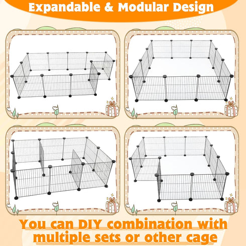 2 8Sq (12 FHTONGE Large Guinea Pig Cage Habitat with Pcs Waterproof Bedding, Ft Guinea Pig Playpen with Mat, Metal