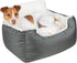 Best Pet Supplies Dog Booster Seat for Car, Truck, SUV - Soft Plush Cushion with Tall Pillow & Secure Straps, Gray