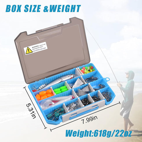 Surf Fishing Tackle Kit, 173pcs Ocean Saltwater Fishing Gear, Lures, Rigs, Weights, Hooks, Accessories