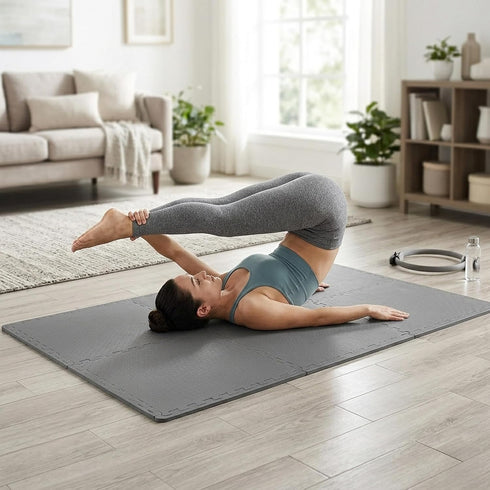 BalanceFrom 1/2' 24 24 1/2 24 6 Puzzle Exercise Mat Thick, EVA Interlocking Foam Floor Tiles for Home Gym, Mat for Home