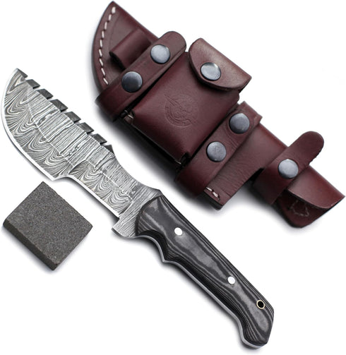 Wolklinge Handmade Damascus Steel Fixed Blade Tracker Knife for Hunting, Survival & Camping