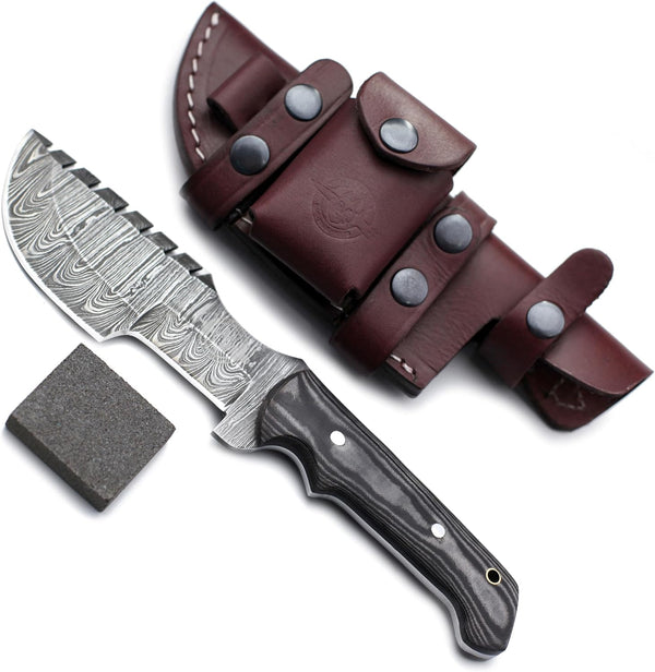 Wolklinge Handmade Damascus Steel Fixed Blade Tracker Knife for Hunting, Survival & Camping