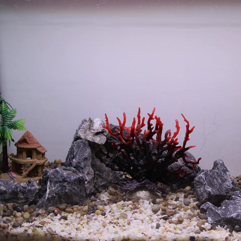 VOCOSTE Coral Reef Decor, Mini Faux Coral Decor for Aquarium Decorations, Black Red,6.5"x5.83" by VOCOSTE