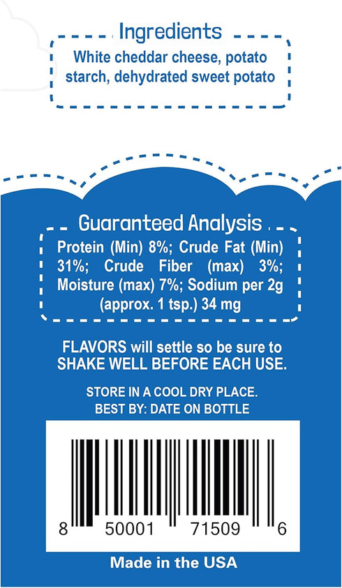 Flavors Food Topper for Dogs, Delicious Seasoning for Dog Food, Natural, Grain-Free Kibble Seasoning, White Cheddar