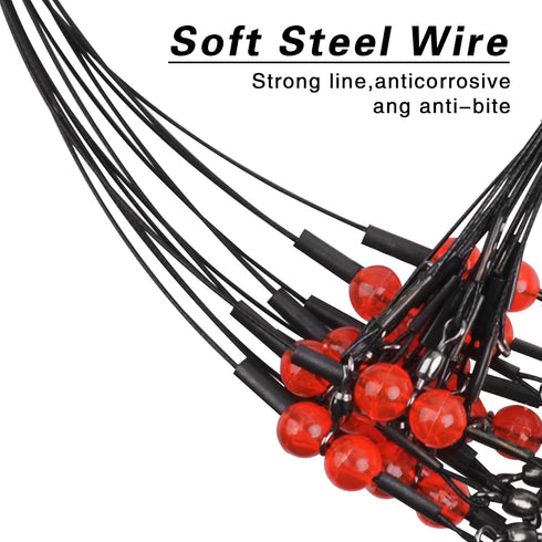 Saltwater Fishing Wire Leader with Swivels Snaps Stainless Steel Fishing Rigs for Lures Bait Hooks