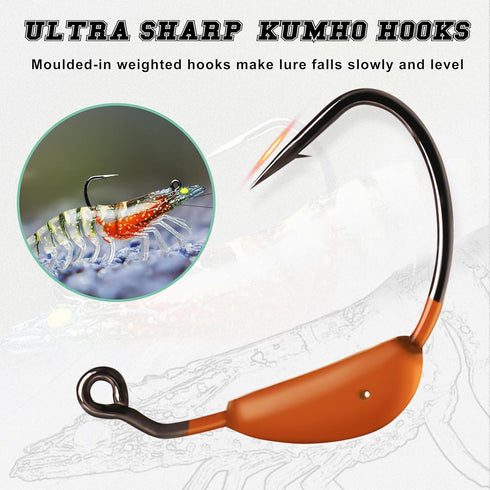 TRUSCEND Pre-rigged Fishing Jig Lures for Freshwater and Saltwater, Super Durable TPE Bass Lures, Weedless Crayfish