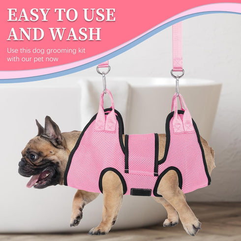 PatiencET Dog Grooming Hammock, Pet Grooming Hammock for Cats & Dogs with Security Strap and Nail Trimming Tools