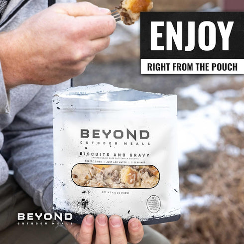 Beyond Outdoor Meals Backpacking Biscuits & Gravy | Freeze Dried Camping & Food | High Protein Meals | Just Add Water