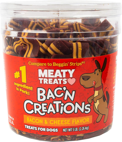 Bacon and Cheese Dog Treats, 5 lb. Tub for Dogs