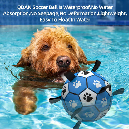 Dog Ropes Toys Soccer Ball with Straps, Interactive Tug of War Toy, Durable Dog Balls for Small & Medium Dogs - Blue &