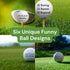 Funny Golf Ball Gift Set - Includes 6 Balls, 3 Tees, and 1 Marker for Men, Women, and Golfers