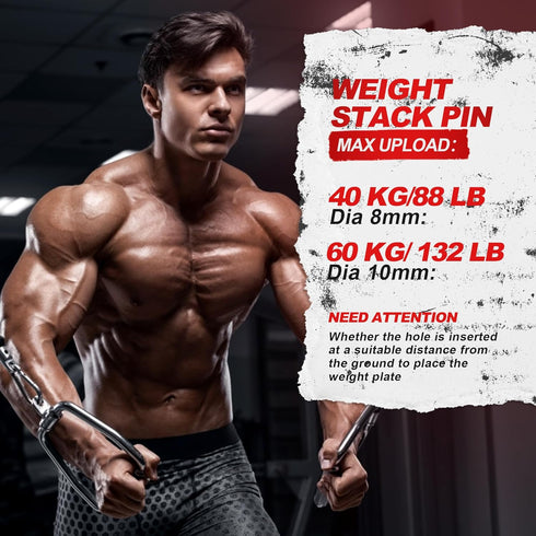 Weight Stack Pin - Long Extender for Cable Strength Exercise Machine, Fitness Equipment