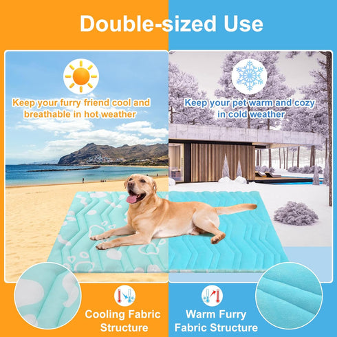 BEAUTYZOO Upgrade Extra Large Dog Cooling Mat, Reversible Self-Cooling Blanket, Machine Washable, 36"x23"