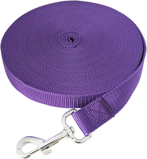 SALO Durable Nylon Training Dog Leash, 1 Inch Wide, 50ft Long for Obedience Training, Purple