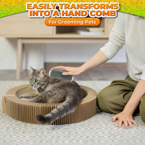 Cat Corner Scratcher - Self Groomer Wall Brush with Face Scratchers and Catnip for Indoor Cats - Easy to Install