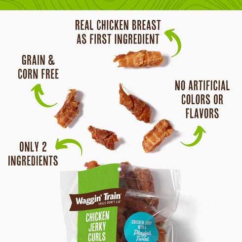 Waggin' Train Chicken Jerky Curls Limited Ingredient, High Protein, Grain Free Dog Jerky Treat - 16 oz Pouch