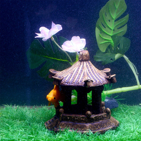 Saim Pavilion Aquarium Decorative Resin Hexagonal Landscape Décor for Small Fish and Shrimp to Hide and Play
