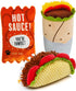 PrimePets Funny Dog Toys Set, 3 Pack Plush Squeaky Crinkle Toys for Small Medium Large Dogs (Burrito, Taco, Sauce)