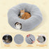 PEQULTI Cat Donut Tunnel with Bed for Indoor Cats, Cat Play Tunnel with Washable Soft Plush Mat, Round Tube Toys Cute