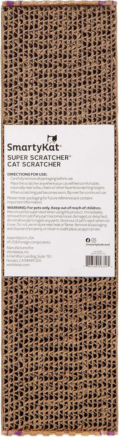 SmartyKat Super Scratcher, Single Wide Cat Scratcher with Catnip Infusion Technology - Brown
