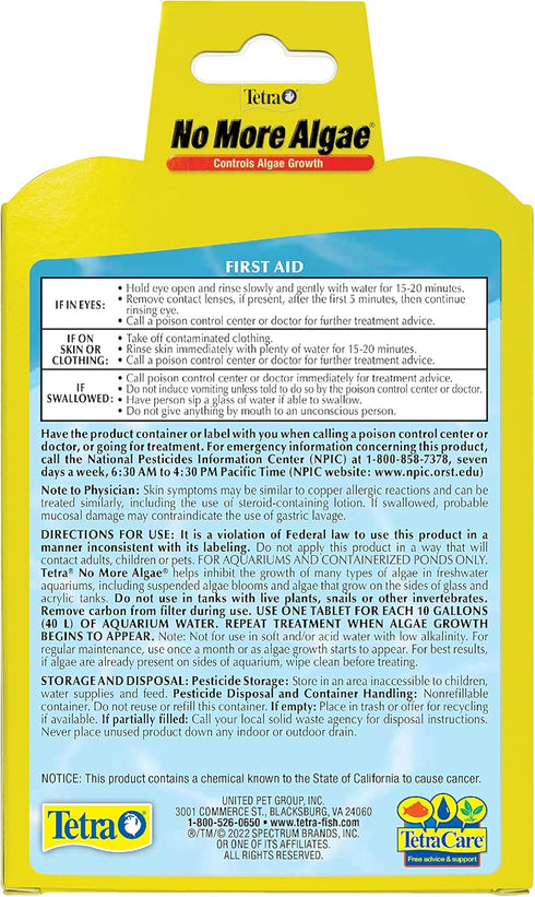 Tetra No More Algae Tablets, 8 Count, Controls Algae in Aquariums